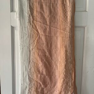 Light Peach and Cream Striped Metallic Accent Scarf
